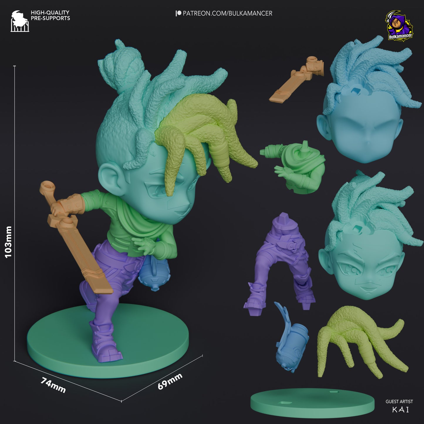 Bulkamancer Sculpts Arcane Chibi set - Arcane League of Legends
