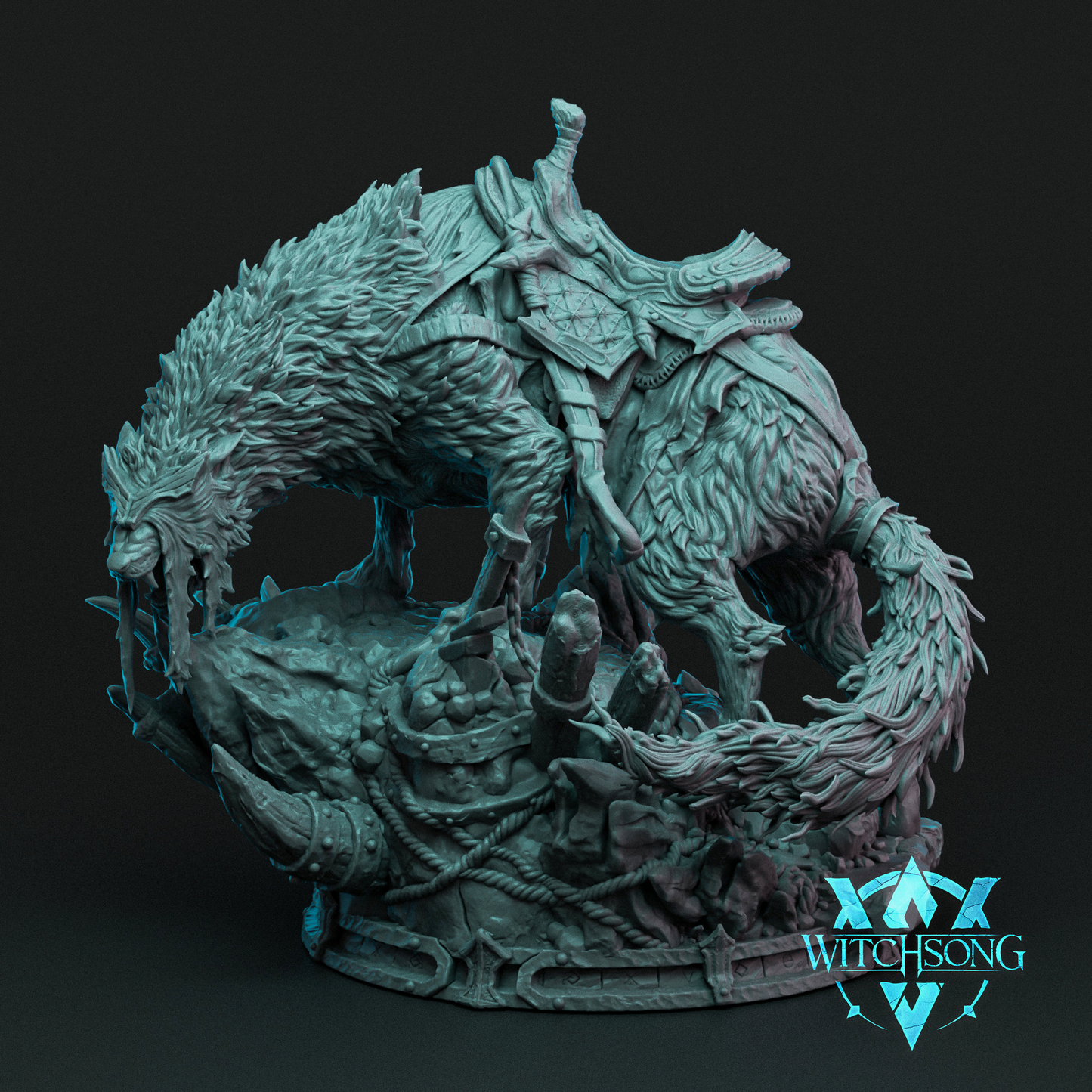 Witchsong Miniatures | Faceless King on Dreadhound Mount