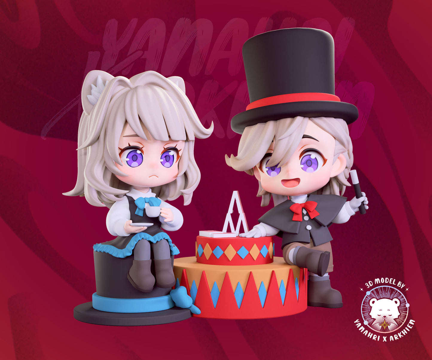 Lyney and Lynette Chibis Diorama